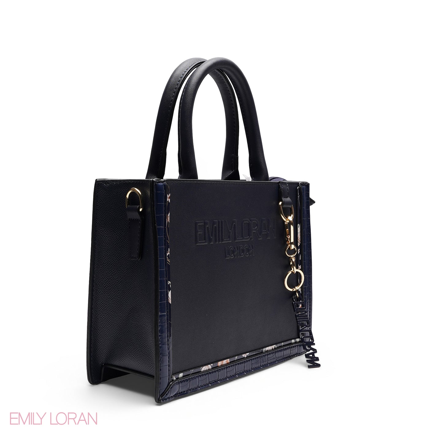EMBOSSED LOGO SQUARE TOP HANDLE BAG