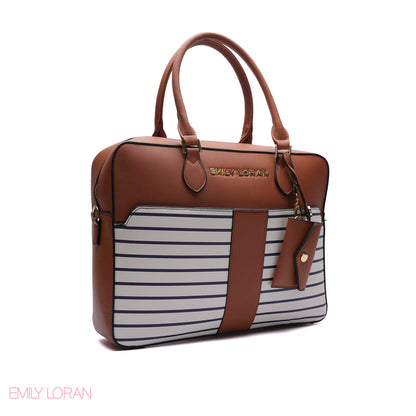 LAPTOP HANDBAG SNAKE PRINT WITH POUCH - LARGE