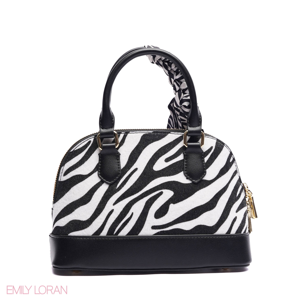 HANDBAG WITH ELEGANT DOME ADJUSTABLE STRAP , SCARF AND CHARM - SMALL