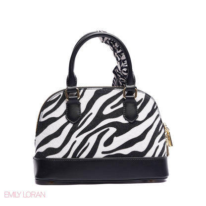 HANDBAG WITH ELEGANT DOME ADJUSTABLE STRAP , SCARF AND CHARM - SMALL
