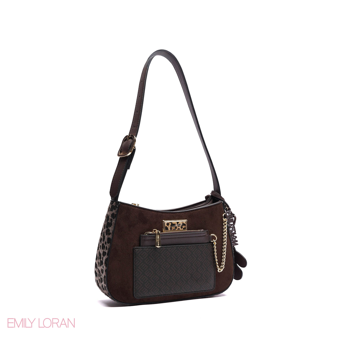 ELEGANT SHOULDER BAG WITH POUCH AND CHAIN