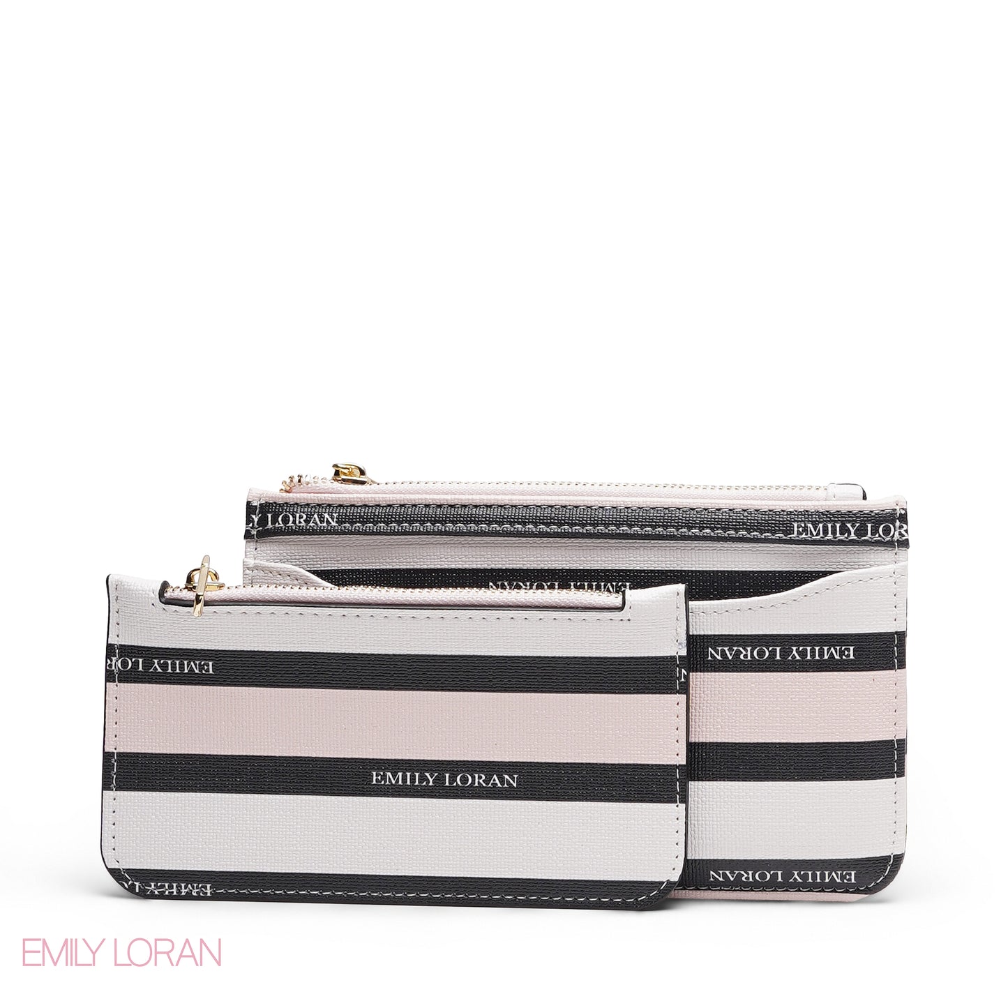 PINK STRIPPED 3-PIECE WALLET SET