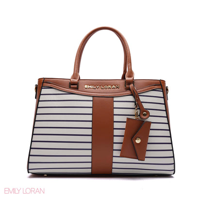 STRUCTURED PANEL TOTE BAG WITH SNAKESKIN TAG