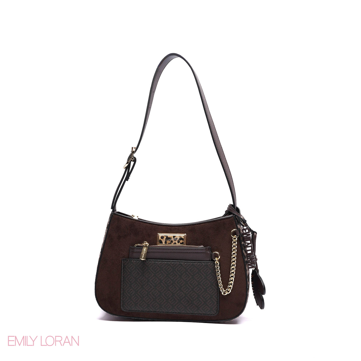 ELEGANT SHOULDER BAG WITH POUCH AND CHAIN