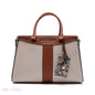STRUCTURED PANEL TOTE BAG WITH SNAKESKIN TAG