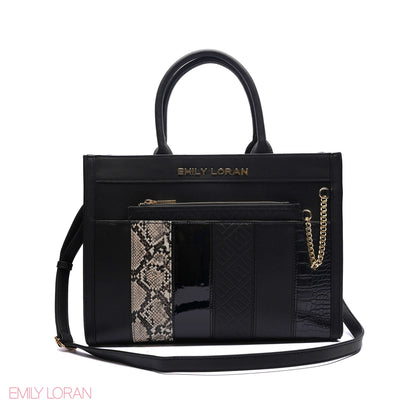 MULTI-TEXTURED PANELLED HANDBAG SET