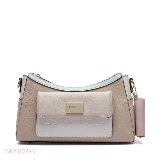 CROSS-BODYBAG CROC STRUCTURE WITH SIMPLE FLOWERS - SMALL