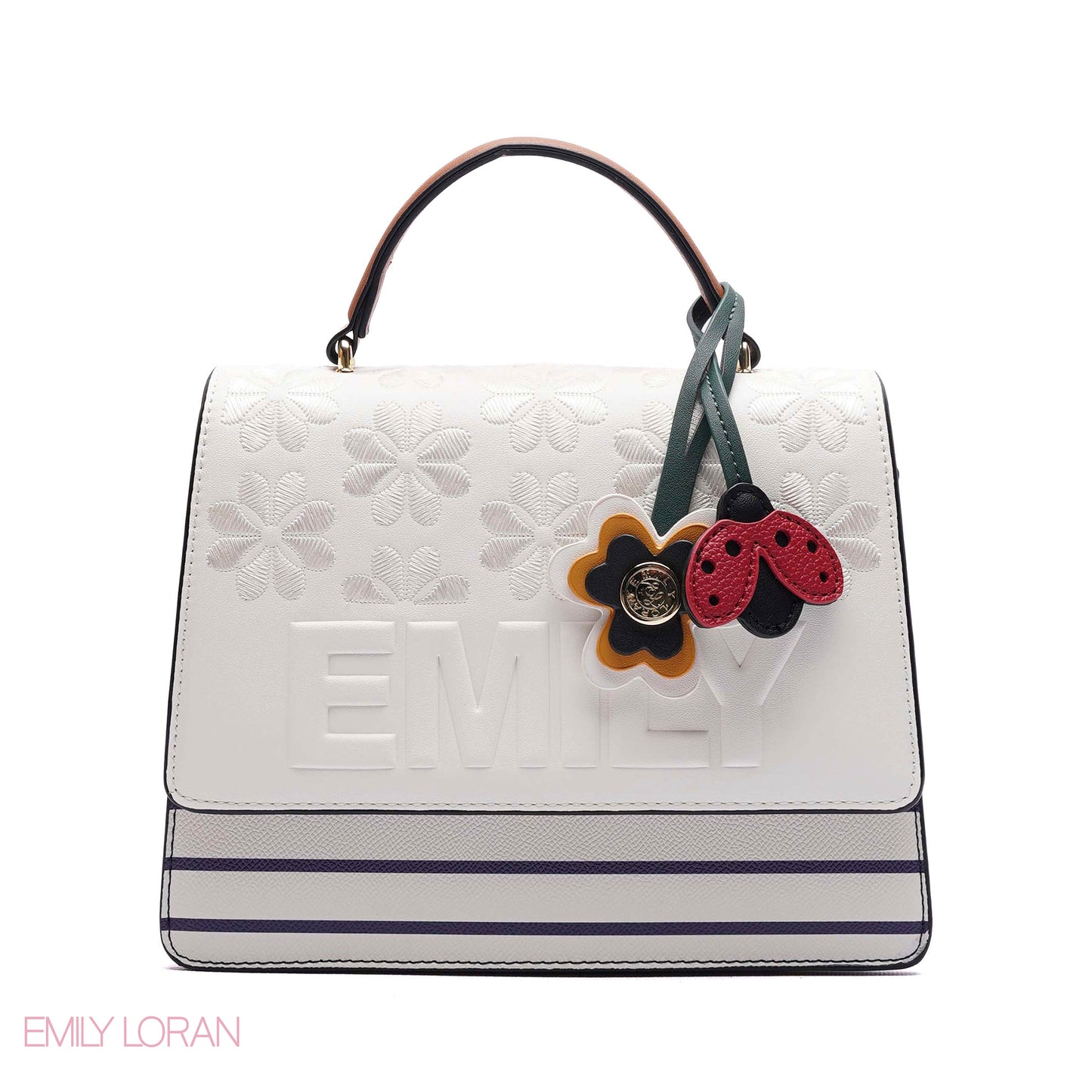 EMBOSSED FLORAL TOP-HANDLE SATCHEL BAG