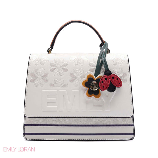 EMBOSSED FLORAL TOP-HANDLE SATCHEL BAG