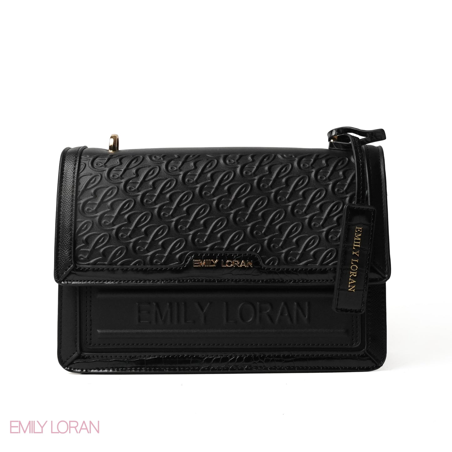 BLACK CROSS BAG EMILY LOGO - MEDIUM