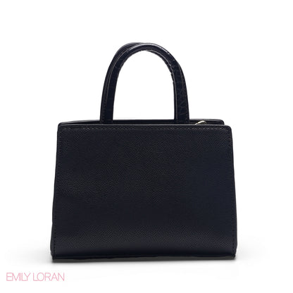 MINI BLACK SOLID BAG WITH GOLD CHAIN