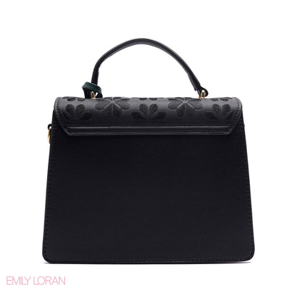EMBOSSED FLORAL TOP-HANDLE SATCHEL BAG