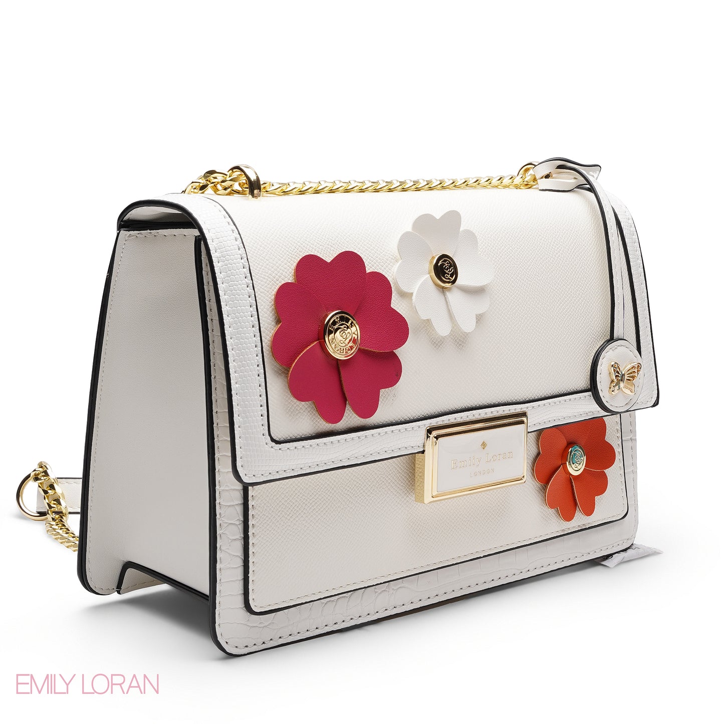 CHIC FLORAL EMBELLISHED CROSSBODY FLAP BAG