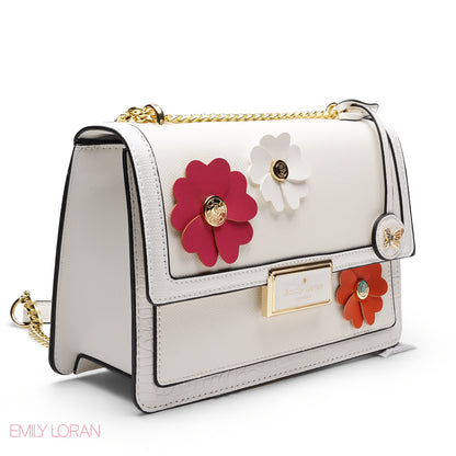 CHIC FLORAL EMBELLISHED CROSSBODY FLAP BAG