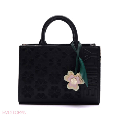 HANDBAG EMBOSSED BRAND DETAILING WITH CHARM - SMALL