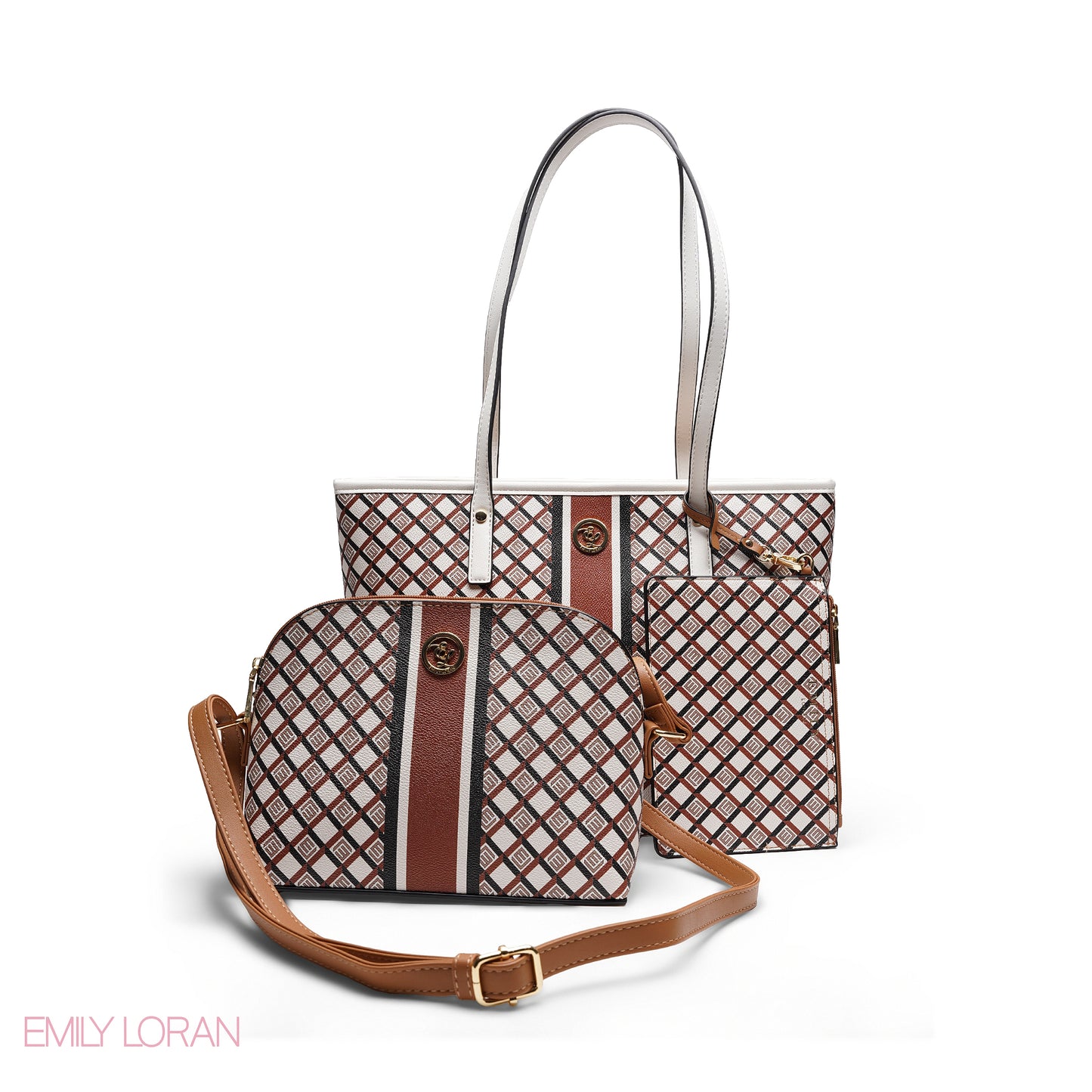 ELEGANT 3-PIECE MONOGRAM TOTE SET
