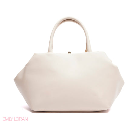 ELEGANT STRUCTURE SATCHEL WITH DETACHABLE STRAP AND GOLD CHARM - SMALL