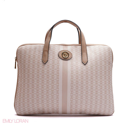 MONOGRAM LAPTOP BAG WITH LOGO WEBBING STRAP