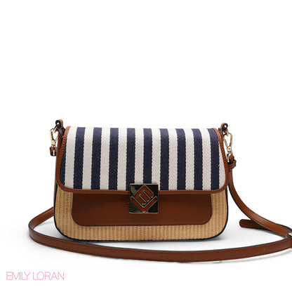 BROWN STRIPPED FLAP CROSSBAG (Copy)