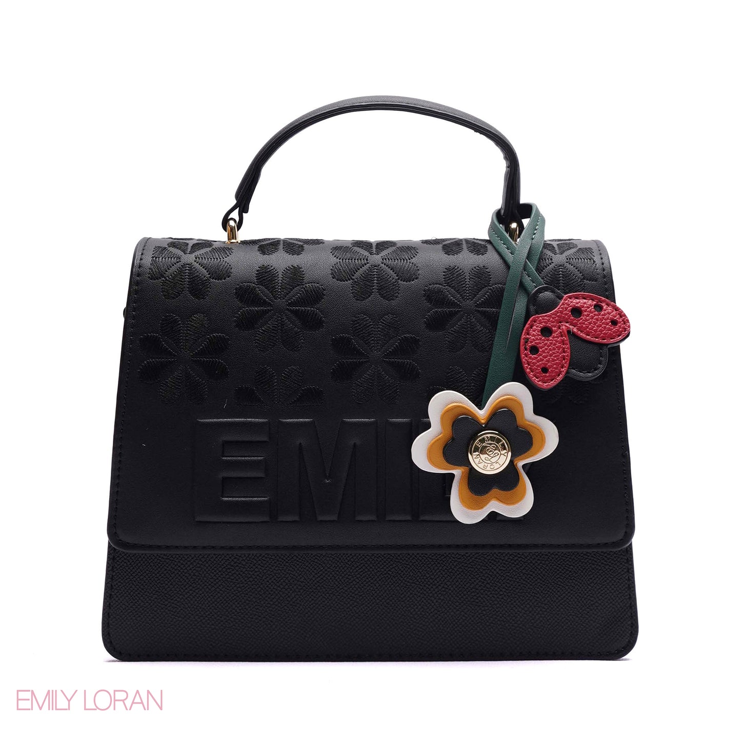 EMBOSSED FLORAL TOP-HANDLE SATCHEL BAG