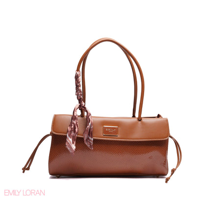 SHOULDER BAG SHINE SNAKE STRUCTURE LEATHER WITH SIMPLE SCARF AND BOOKLET - MEDIUM