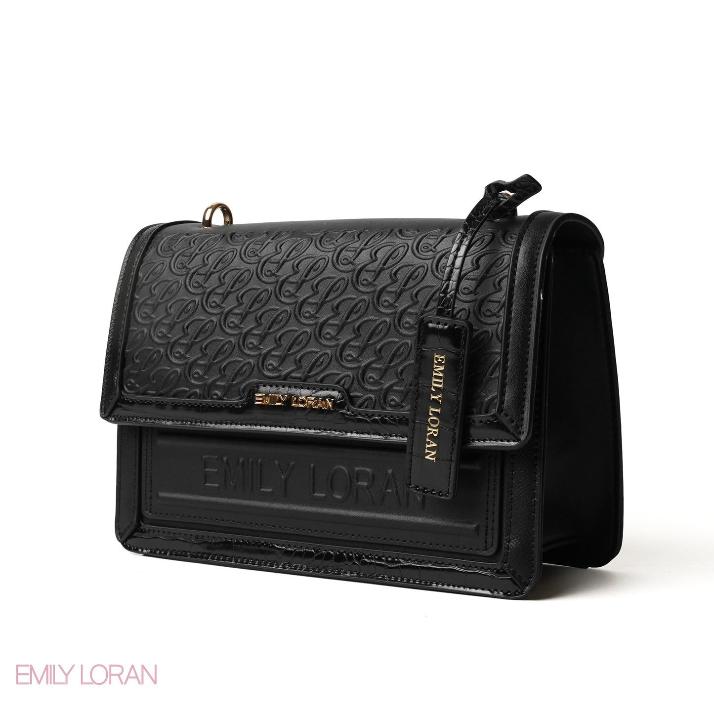 BLACK CROSS BAG EMILY LOGO - MEDIUM