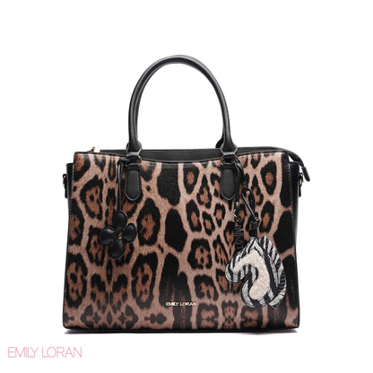 HANDBAG SOFT LEATHER TIGGER PRINT WITH SIMPLE TWO CHARM - MEDIUM