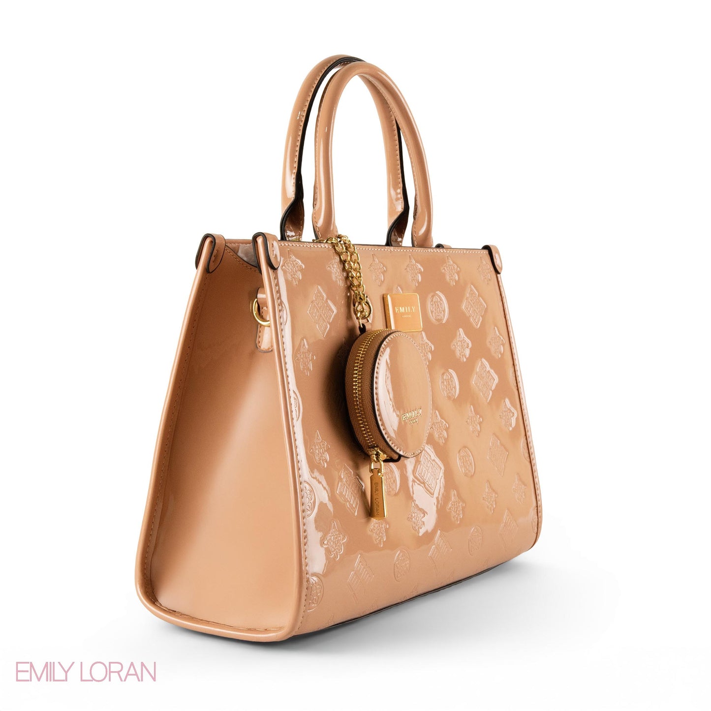 CLASSIC GLOSSY LEATHER PATTERNED HANDBAG - LARGE