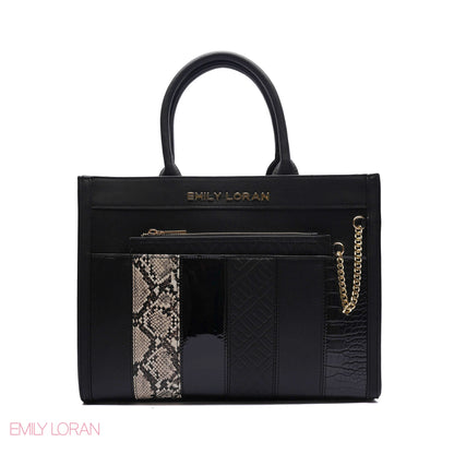MULTI-TEXTURED PANELLED HANDBAG SET