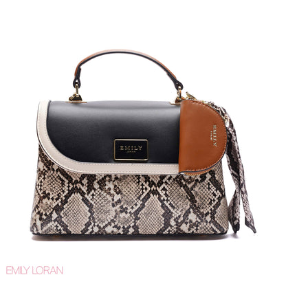 ELEGANT SNAKESKIN TOP-HANDLE FLAP BAG