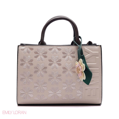 HANDBAG EMBOSSED BRAND DETAILING WITH CHARM - SMALL