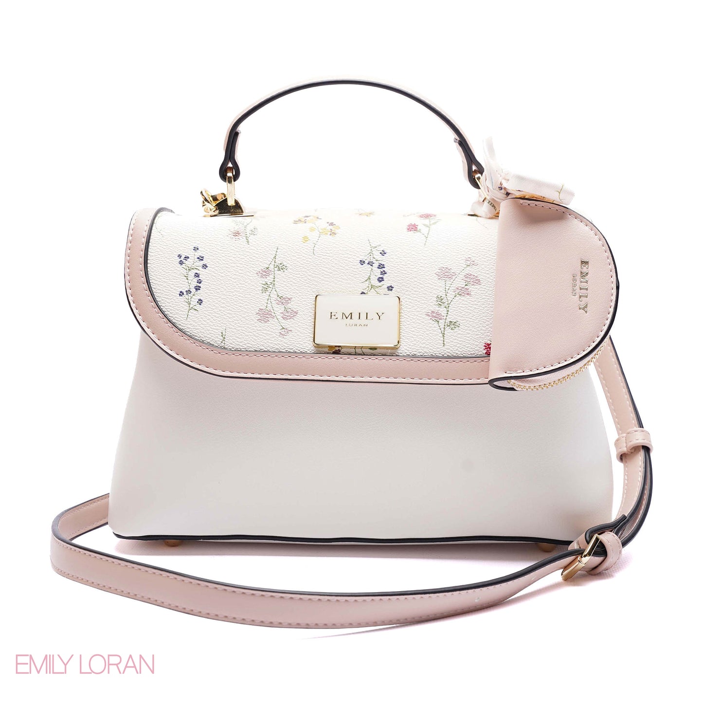 ELEGANT FLORAL TOP-HANDLE FLAP BAG