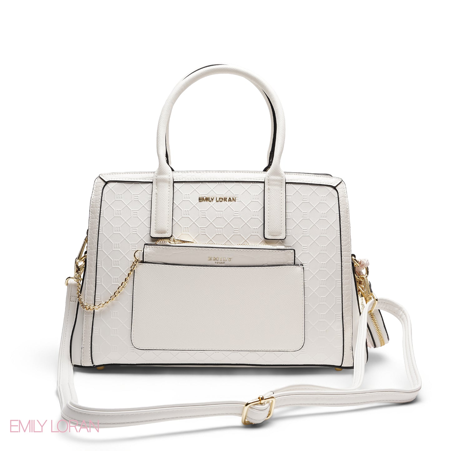 ELEGANT EMBOSSED TOTE WITH POUCH AND SCARF BAG