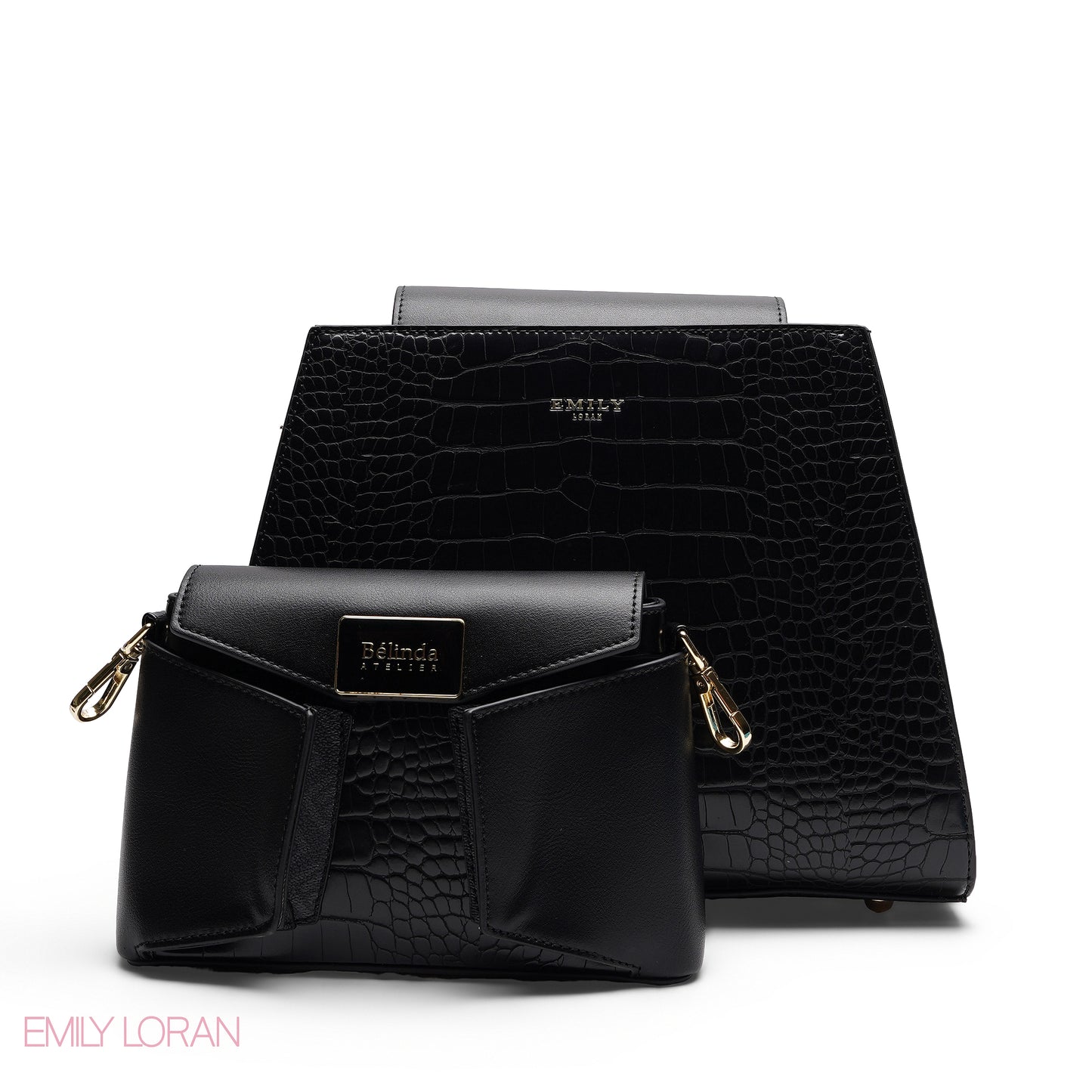 STYLISH CROC EMBOSSED TOP HANDLE TOTE WITH POUCH BAG