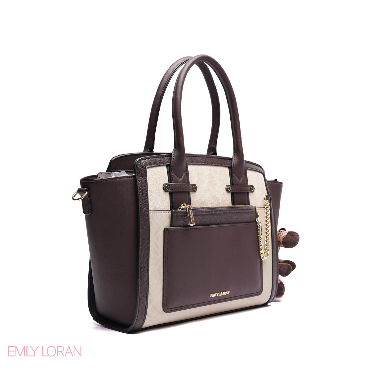 ELEGANT STRUCTURE TOTE BAG WITH ZEBRA CHARM - LARGE