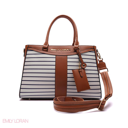 STRUCTURED PANEL TOTE BAG WITH SNAKESKIN TAG
