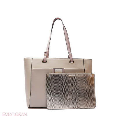 SHOULDER BAG WITH GOLDISH POUCH AND SIMPLE LOGO - LARGE