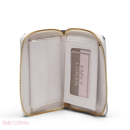 WHITE & TAN ZIP-AROUND WALLET
