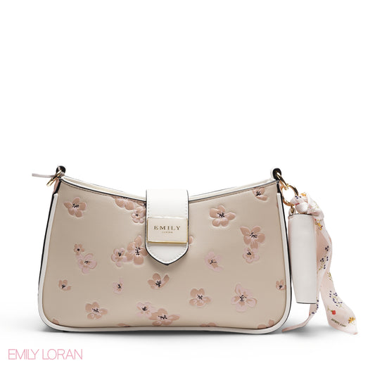TEXTURED SHOULDER BAG WITH POUCH AND SCARF