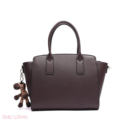 ELEGANT STRUCTURE TOTE BAG WITH ZEBRA CHARM - LARGE
