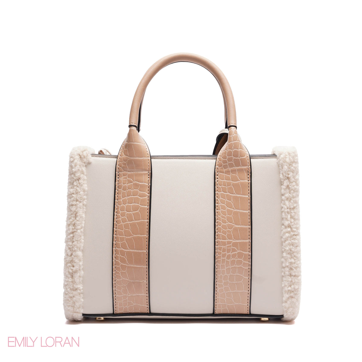 ELEGANT ZEBRA PRINT TOTE BAG WITH FLOWER CHARM - SMALL