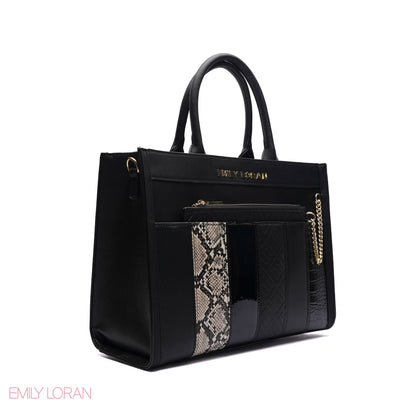 MULTI-TEXTURED PANELLED HANDBAG SET