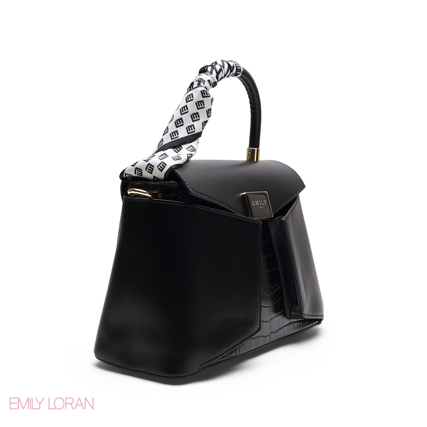 ELEGANT GEOMETRIC FLAP SATCHEL WITH BRAIDED HANDLE BAG