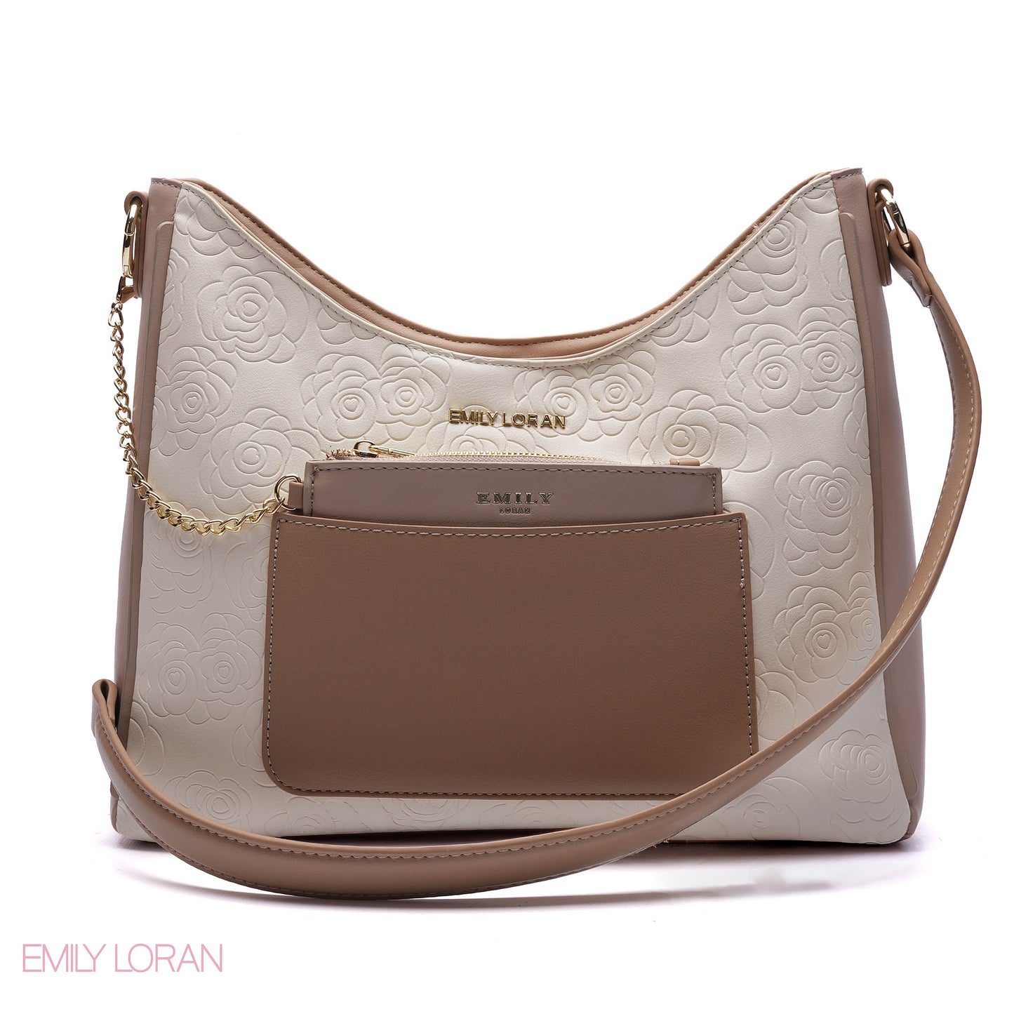 EMBOSSED ROSE SHOULDER BAG SET