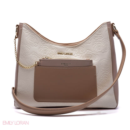 EMBOSSED ROSE SHOULDER BAG SET