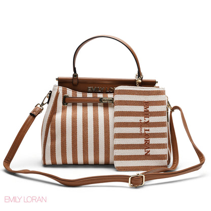 EMILY LORAN STRIPED CANVAS BAG