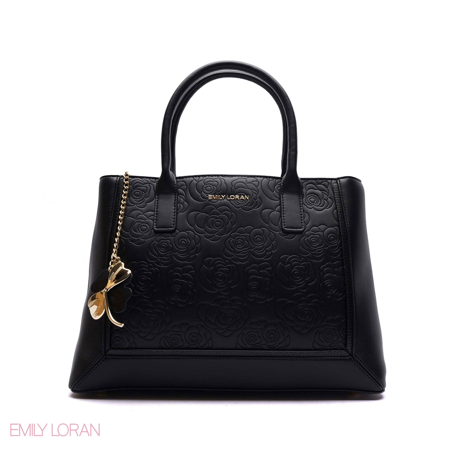 EMBOSSED FLORAL PANELLED SATCHEL BAG - LARGE