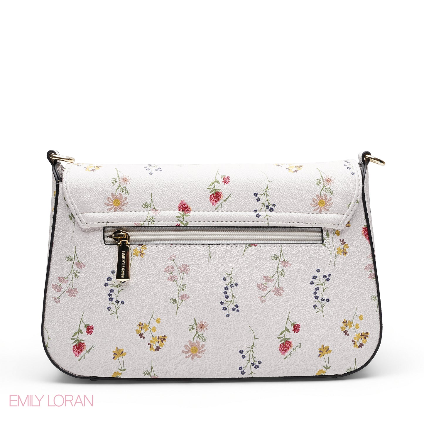 WHITE FLORAL FLAP CROSSBAG
