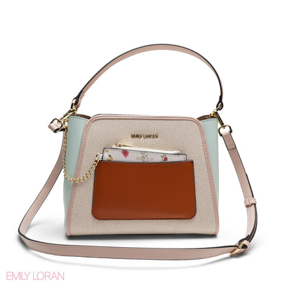 ELEGANT SATCHEL WITH FLORAL POUCH BAG