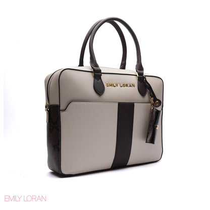 LAPTOP HANDBAG SNAKE PRINT WITH POUCH- LARGE